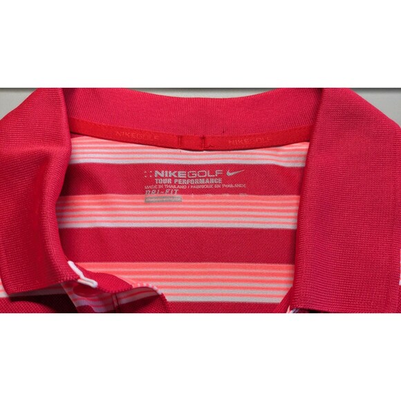 Nike Golf Polo Mens XXL Pink Stripe Dri-Fit Short Sleeve Casual Shirt - Picture 2 of 5
